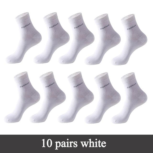 10 Pairs / Lot Bamboo Fiber Socks - Men's Casual Business Anti-Bacterial Breathable Crew Socks (TG8)(F92)