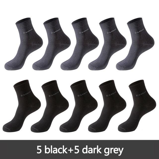 10 Pairs / Lot Bamboo Fiber Socks - Men's Casual Business Anti-Bacterial Breathable Crew Socks (TG8)(F92)