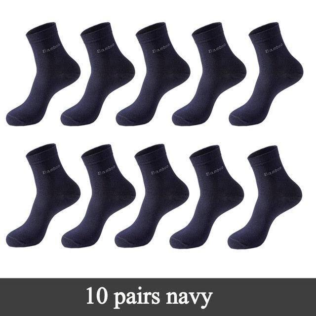 10 Pairs / Lot Bamboo Fiber Socks - Men's Casual Business Anti-Bacterial Breathable Crew Socks (TG8)(F92)