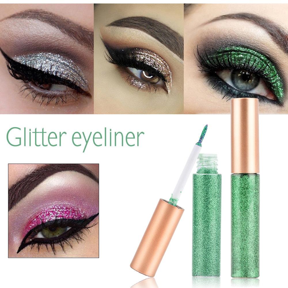 10pcs Waterproof Shimmer Pigment Glitter Eyeliner Colorful Eyeliners Silver Gold Metallic Liquid Glitters (M2)(M4)(1U86)