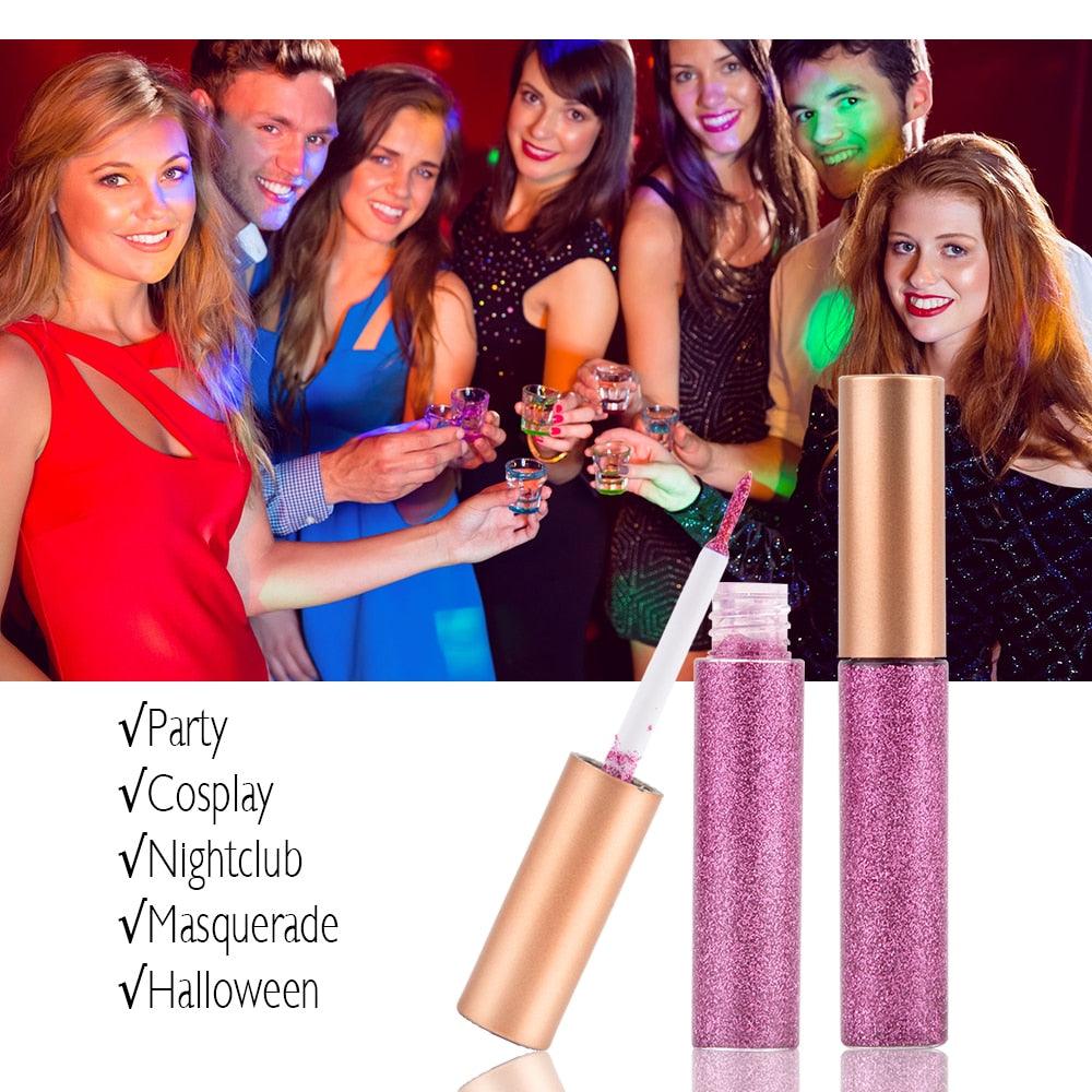 10pcs Waterproof Shimmer Pigment Glitter Eyeliner Colorful Eyeliners Silver Gold Metallic Liquid Glitters (M2)(M4)(1U86)