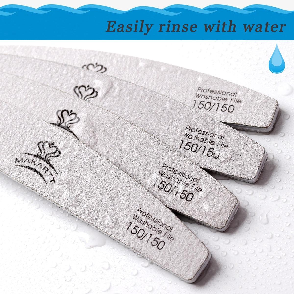 10pcs Zebra Nail Files Washable Double-Side Emery Board 150/150 Grit Nail Buffering Files Half Moon Sandpaper Nail Sanding File (D85)(N3)