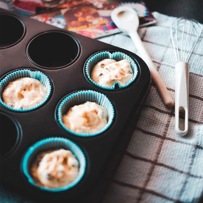 12 Cups Iron Non-stick Muffin Pan Metal Cupcake Baking Tray Mini Size (AK2)(F61)