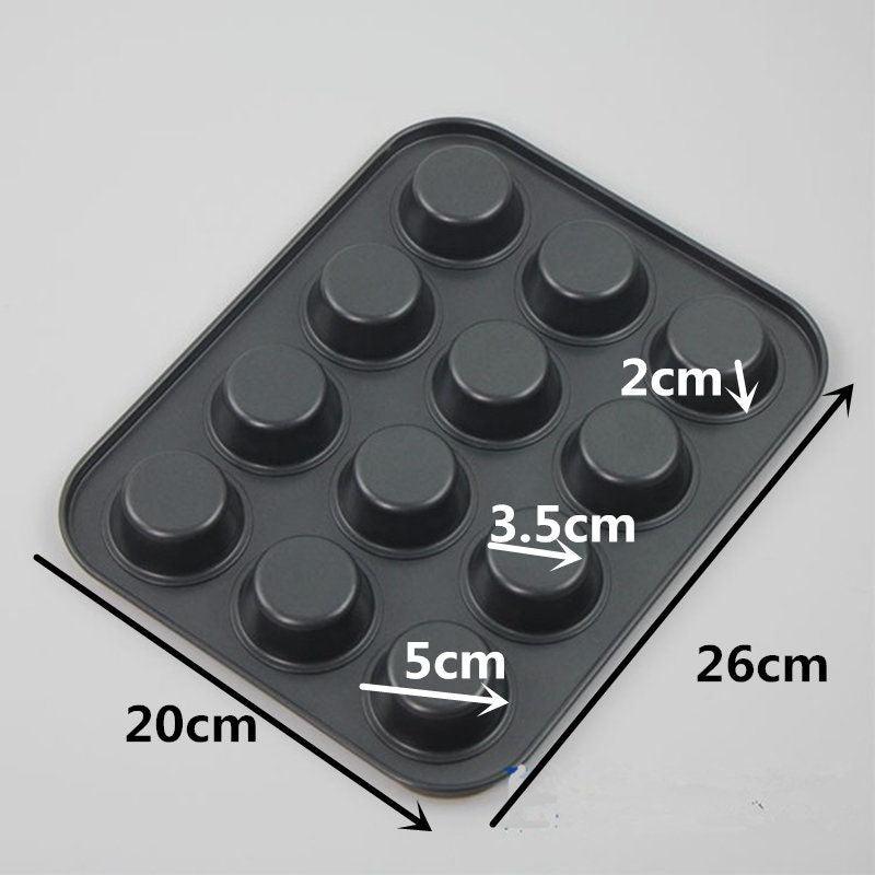 12 Cups Iron Non-stick Muffin Pan Metal Cupcake Baking Tray Mini Size (AK2)(F61)