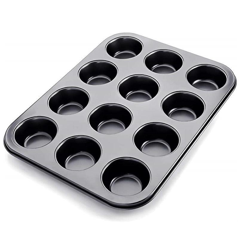 12 Cups Iron Non-stick Muffin Pan Metal Cupcake Baking Tray Mini Size (AK2)(F61)