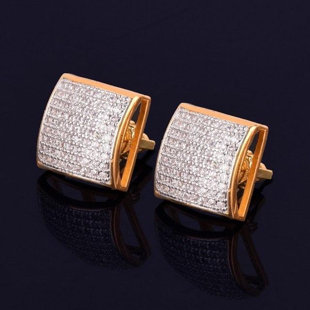 Nice 12MM Square Stud Earring - Cubic Zircon Screw Back Earrings (2U81)