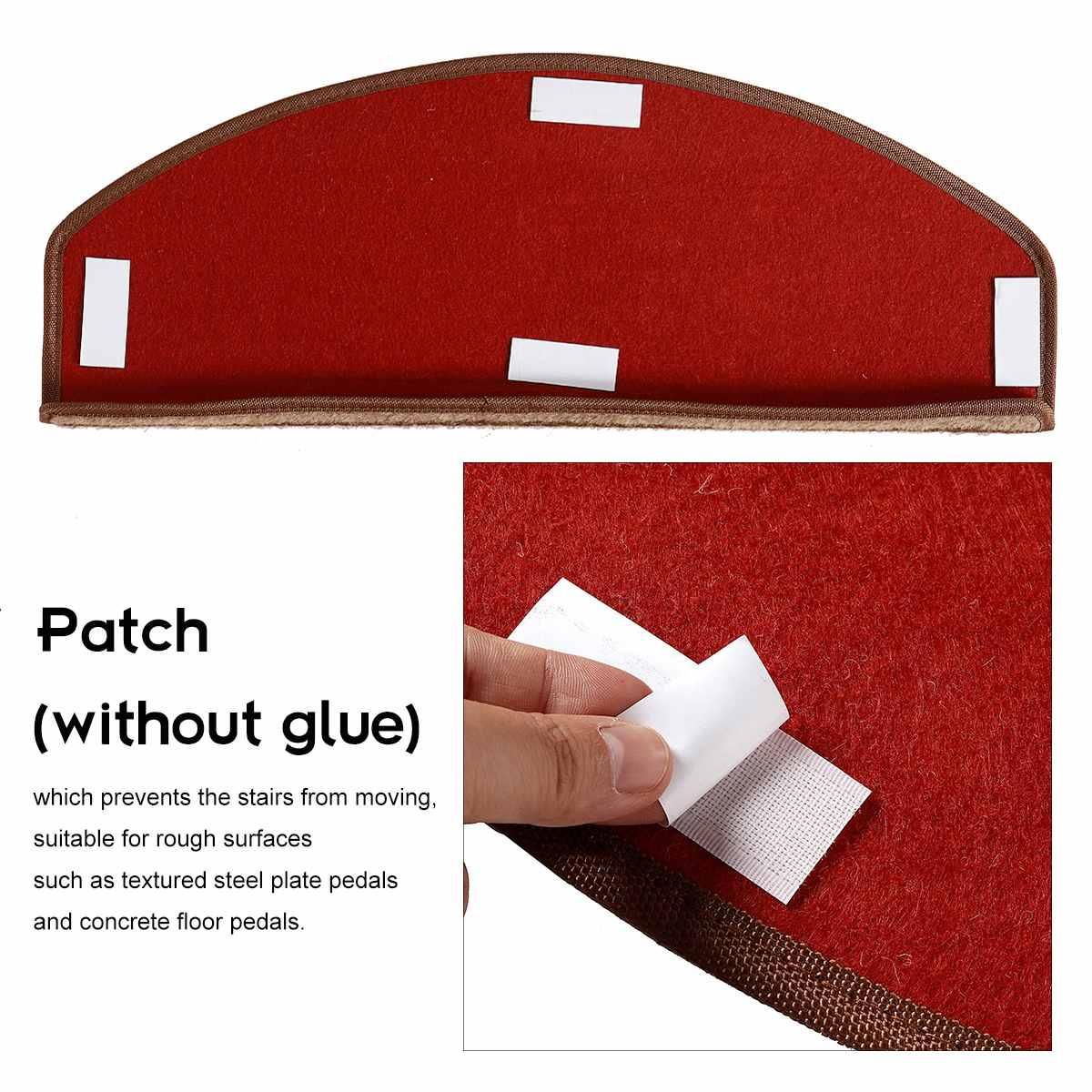 14Pcs/Set Semi-Curved Self-adhesive Stair Pads 65X24cm Anti-slip Home Carpet Mat Sticky Bottom (RU2)(1U68)
