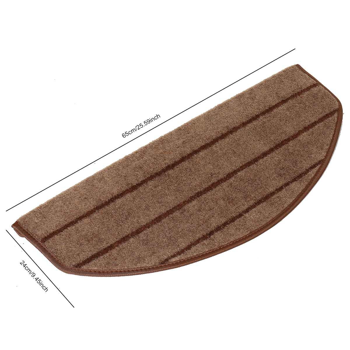 14Pcs/Set Semi-Curved Self-adhesive Stair Pads 65X24cm Anti-slip Home Carpet Mat Sticky Bottom (RU2)(1U68)