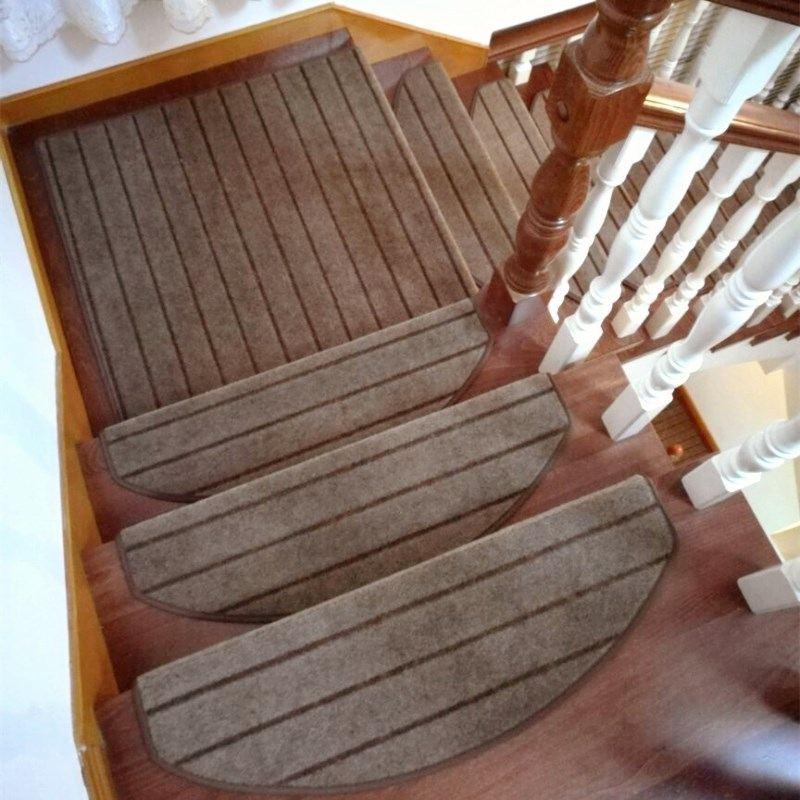 14Pcs/Set Semi-Curved Self-adhesive Stair Pads 65X24cm Anti-slip Home Carpet Mat Sticky Bottom (RU2)(1U68)