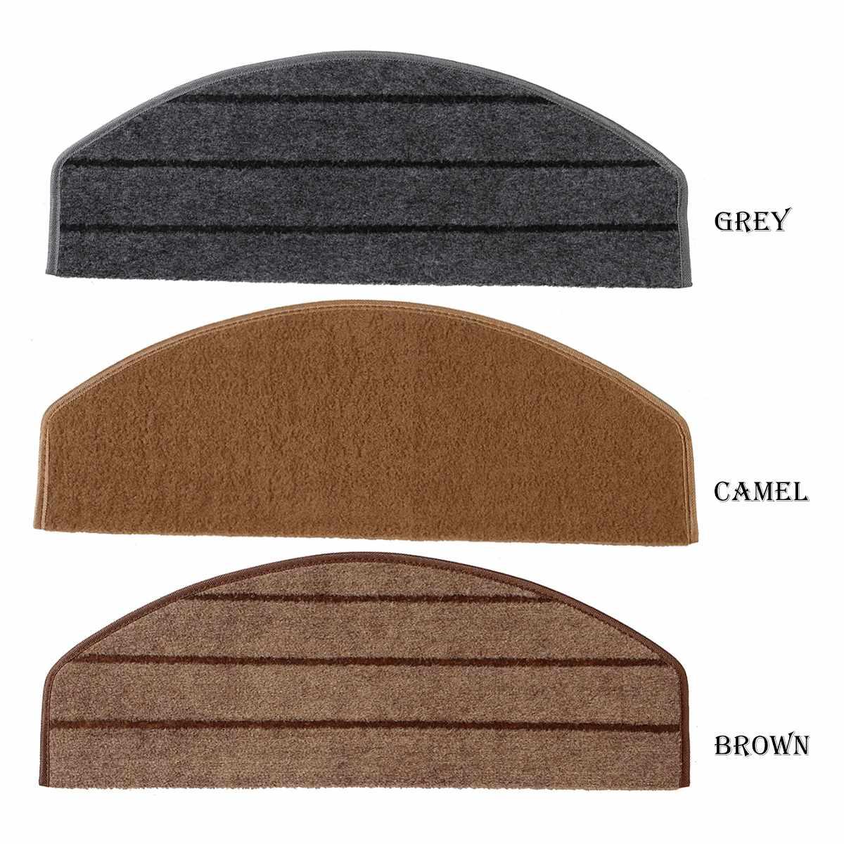 14Pcs/Set Semi-Curved Self-adhesive Stair Pads 65X24cm Anti-slip Home Carpet Mat Sticky Bottom (RU2)(1U68)