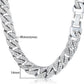 14mm Men's Necklace - Miami Curb Cuban Chain - Paved Rhinestones CZ Rapper Necklace (2U83)