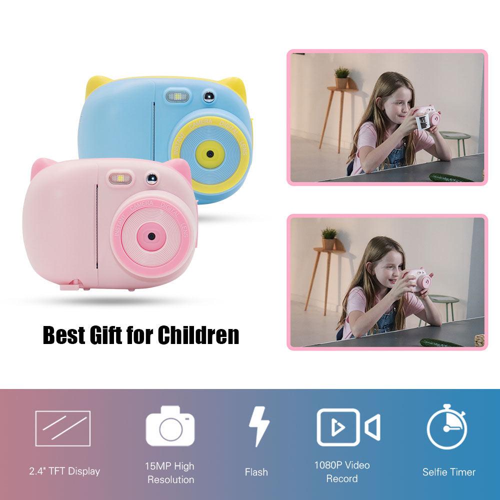 15 Mega Pixels 1080P Mini Cute Children Video Camera Camcorder Photo Printing with 2.4 Inch TFT IPS Screen WiFi Instant Printing (MC5)(1U54)