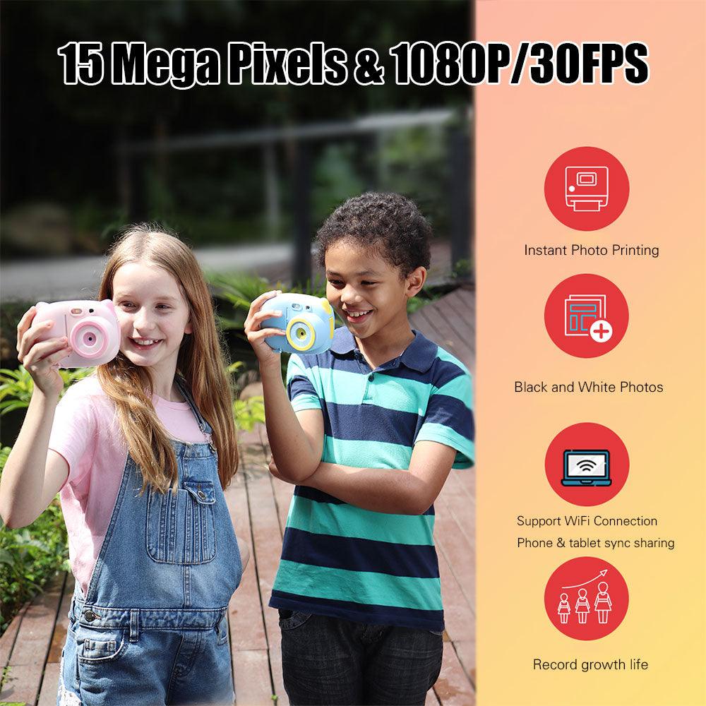15 Mega Pixels 1080P Mini Cute Children Video Camera Camcorder Photo Printing with 2.4 Inch TFT IPS Screen WiFi Instant Printing (MC5)(1U54)