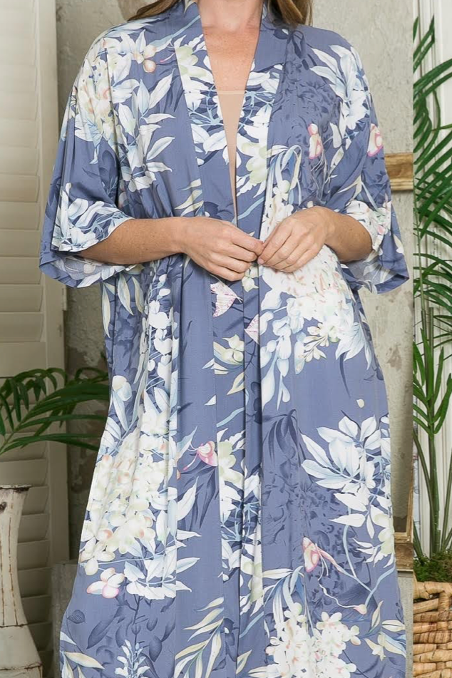 Justin Taylor Botanical Print Split Cover Up (TB11D) T