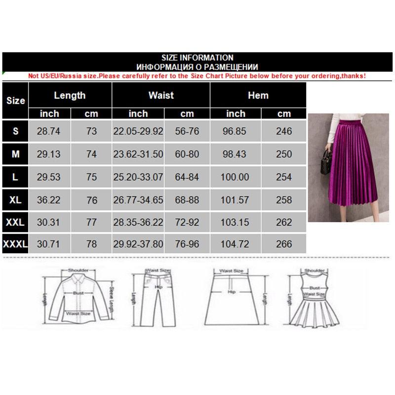 17 Amazing Colors of Autumn Winter Velvet Women Skirts - Ladies Long - Plus Size Maxi Skirts - Female Waist A Line Pleated Skirts (2U22)(2U20)