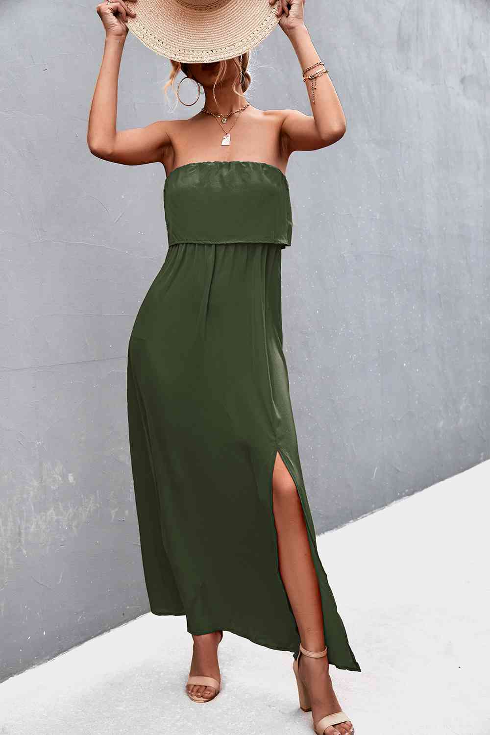 Strapless Split Maxi Dress (BWMT) T - Deals DejaVu