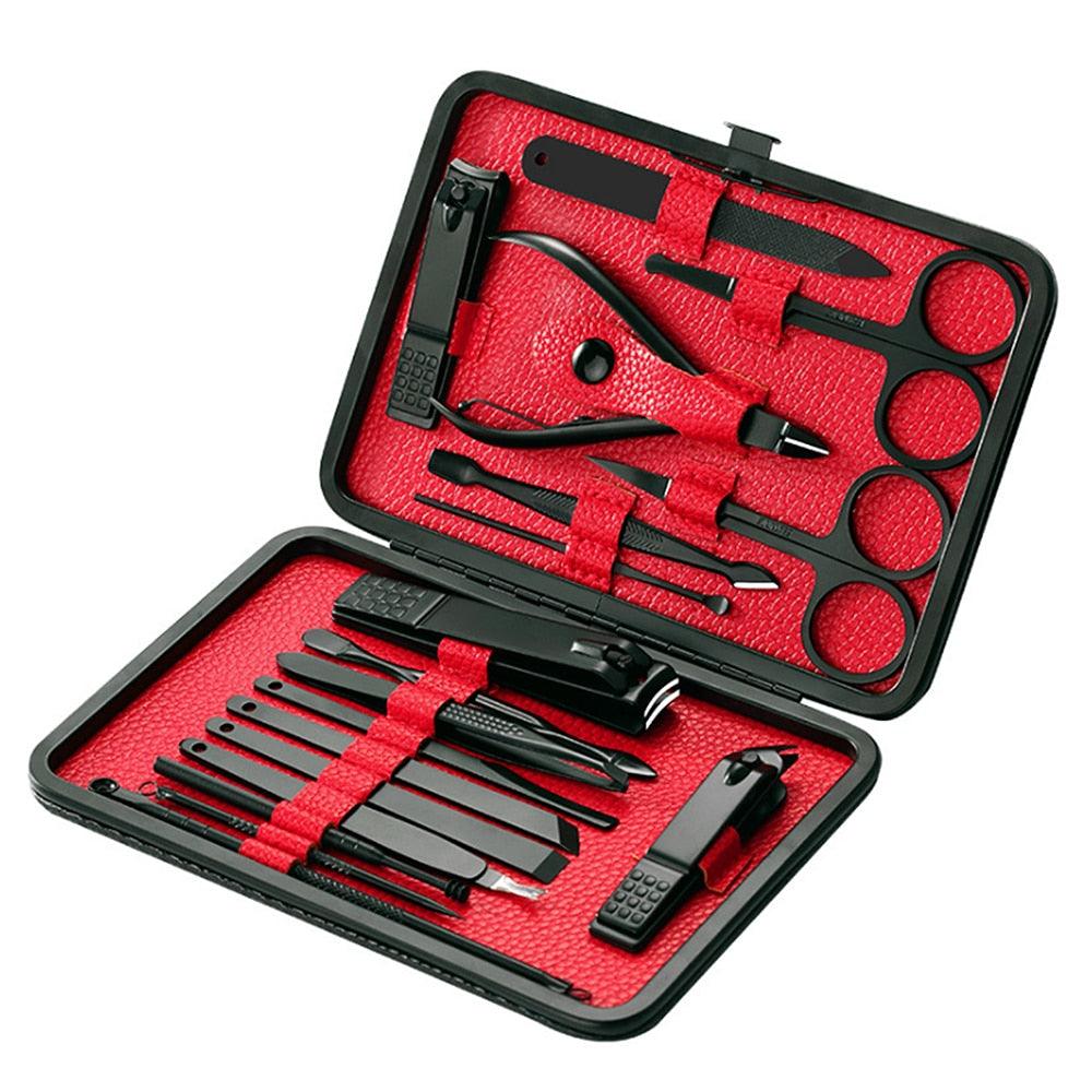 18pcs Pro Manicure Set Nail Kit Nail Art Tools - With Pusher Ingrown Nail File Polish (M5)(1U86)