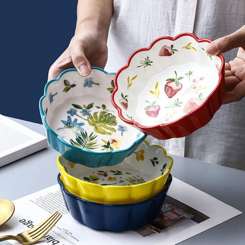 1PC Ceramic Snack Bowl Round Underglaze Color Fresh Nordic Style Home Kitchen Tableware (AK7)(F61)