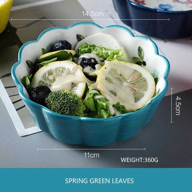1PC Ceramic Snack Bowl Round Underglaze Color Fresh Nordic Style Home Kitchen Tableware (AK7)(F61)