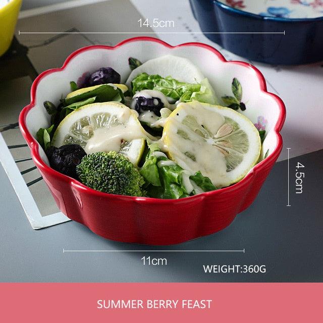 1PC Ceramic Snack Bowl Round Underglaze Color Fresh Nordic Style Home Kitchen Tableware (AK7)(F61)