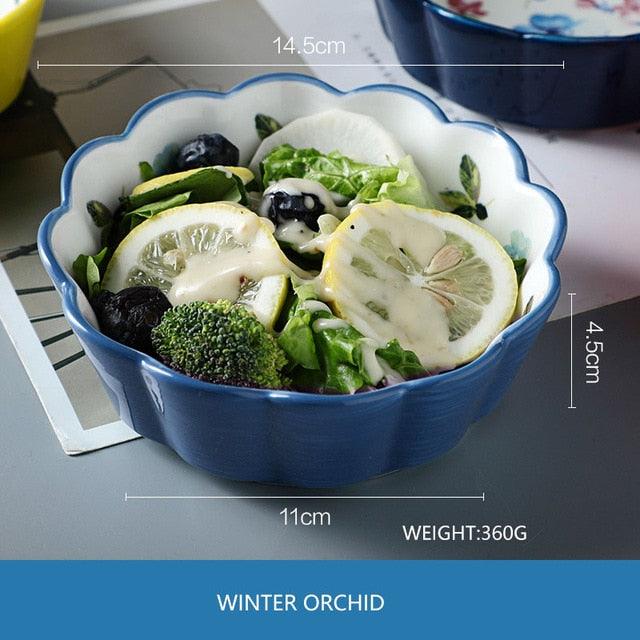 1PC Ceramic Snack Bowl Round Underglaze Color Fresh Nordic Style Home Kitchen Tableware (AK7)(F61)