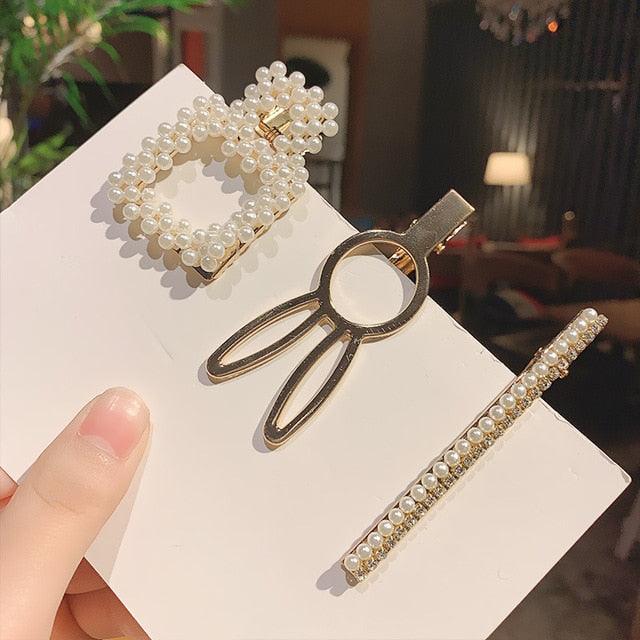 1Set Chic Pearl Hair Clips - Fashion Women's Summer Hair Accessories (8WH1)1