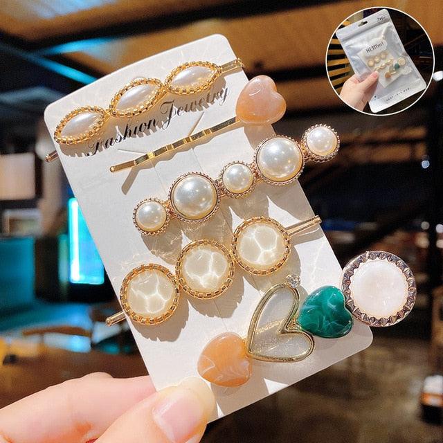 1Set Chic Pearl Hair Clips - Fashion Women's Summer Hair Accessories (8WH1)1