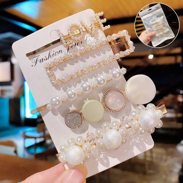1Set Chic Pearl Hair Clips - Fashion Women's Summer Hair Accessories (8WH1)1