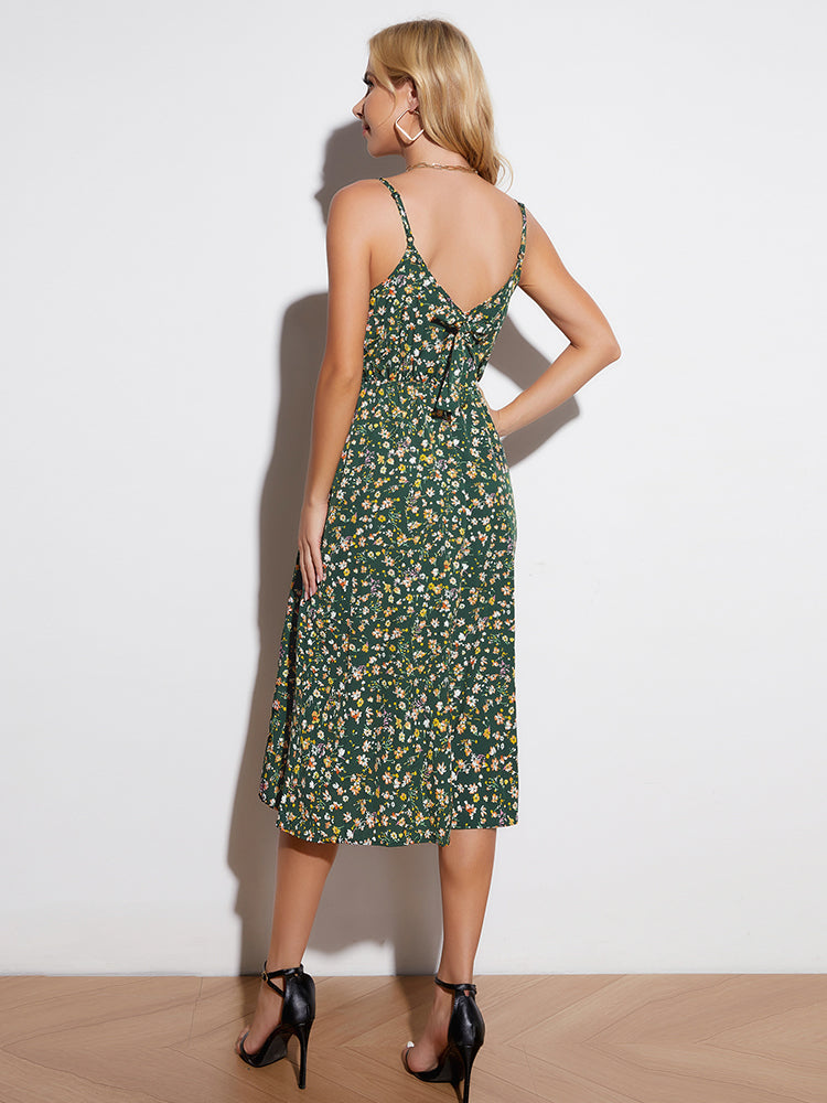 Ditsy Floral Tied Spaghetti Strap Dress (BWD)(WS06)T