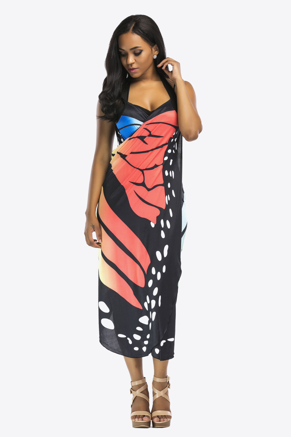 Butterfly Spaghetti Strap Cover Up (TB11D) T