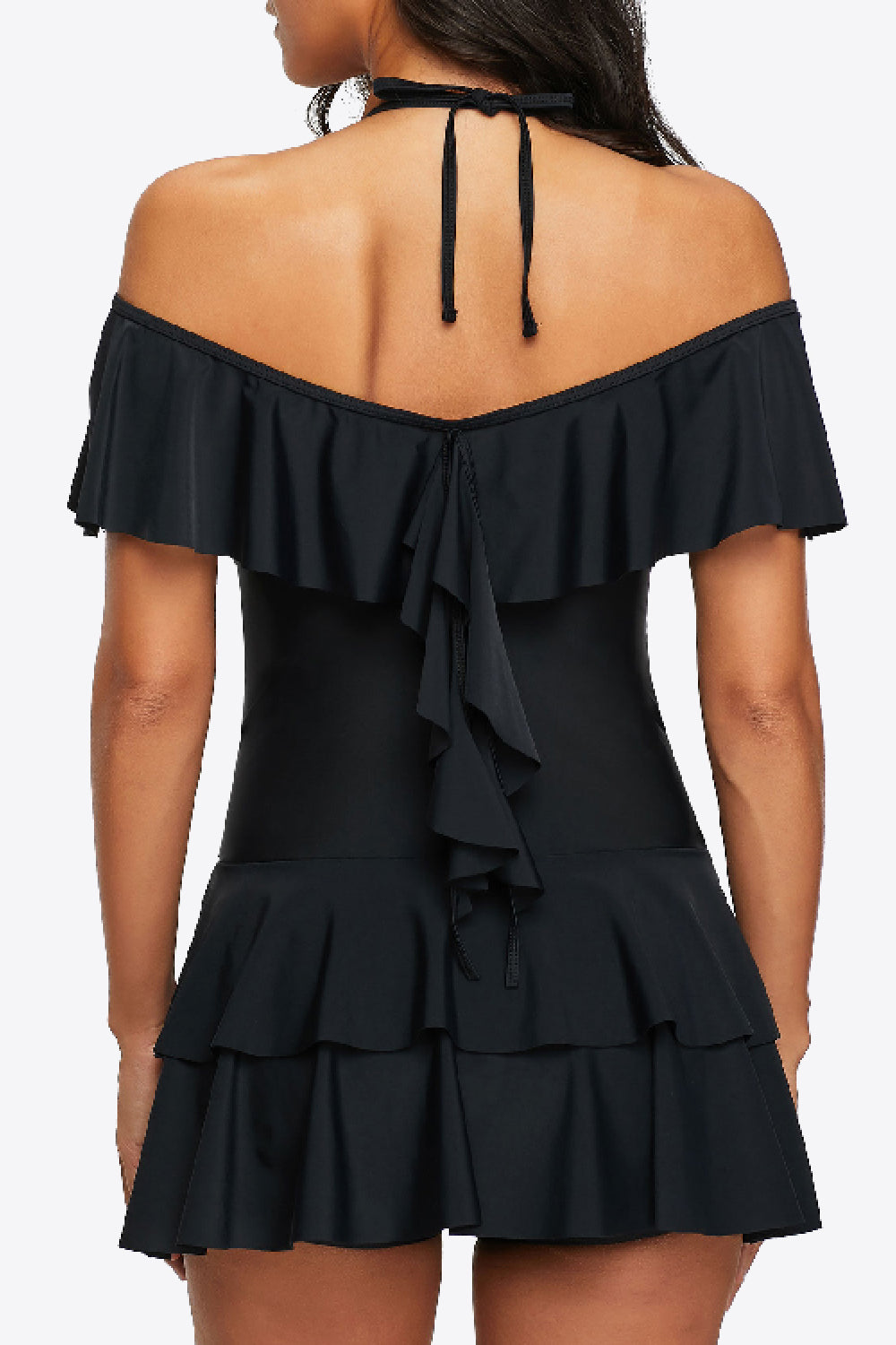 Ruffled Cold-Shoulder Two-Piece Swimsuit (TB13D) T