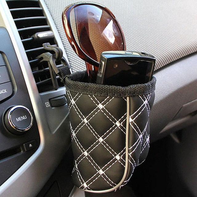 1pc Car Trash Can Waterproof Garbage Bag - Stowing Bag Holder Cell Phone Pocket Organizer Grocery (1U89)