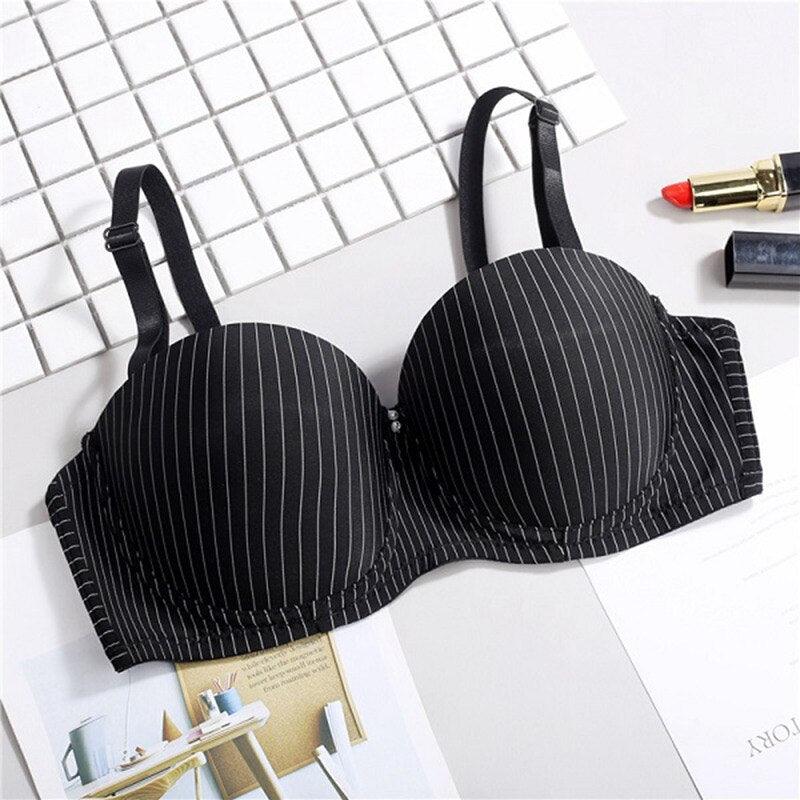 1pc Women Sexy Lingerie Bra -Plus Size - Thin Cup - Stripe Anti-light Breathable Women Underwear - Adjustable Push up Bra, (3U27)