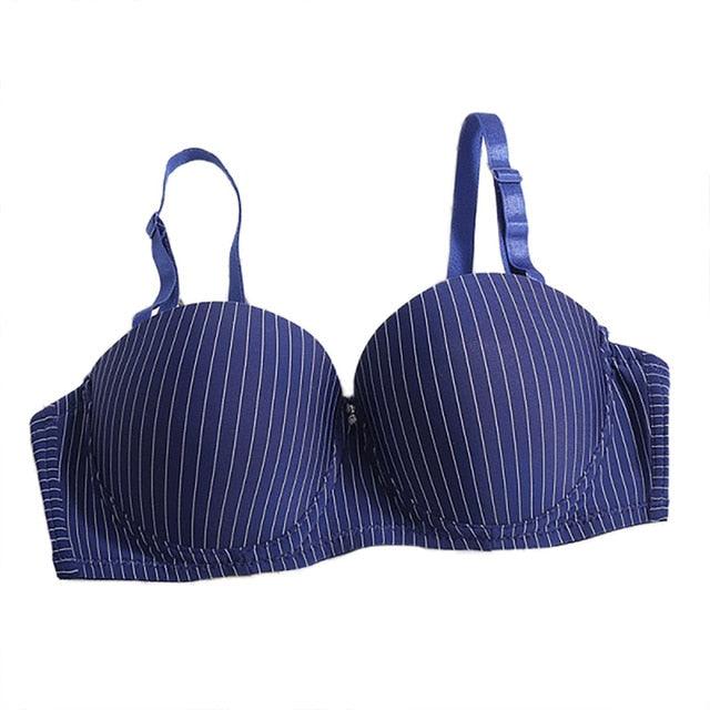 1pc Women Sexy Lingerie Bra -Plus Size - Thin Cup - Stripe Anti-light Breathable Women Underwear - Adjustable Push up Bra, (3U27)