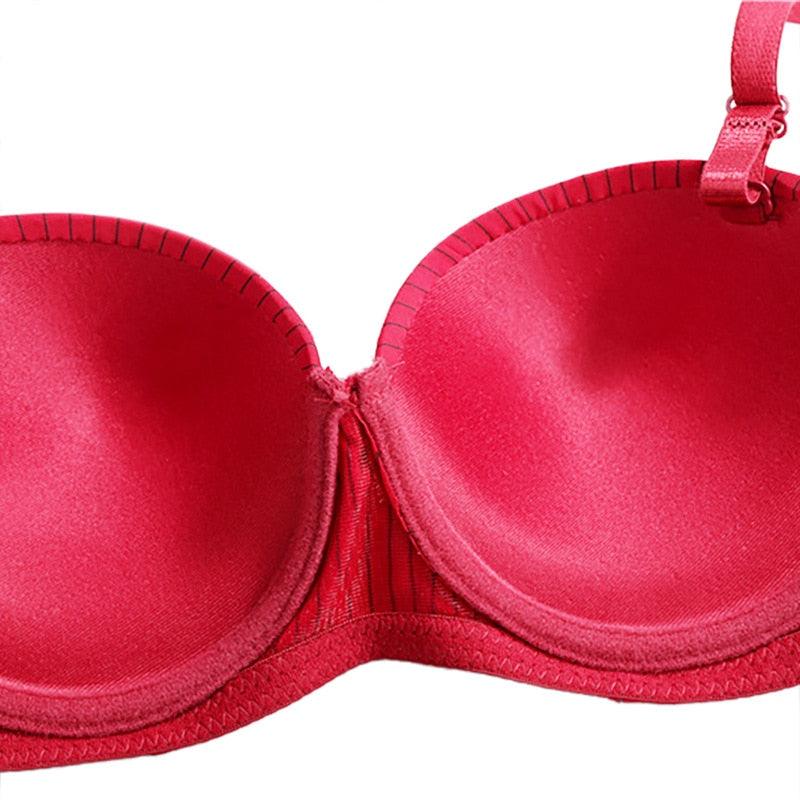 1pc Women Sexy Lingerie Bra -Plus Size - Thin Cup - Stripe Anti-light Breathable Women Underwear - Adjustable Push up Bra, (3U27)