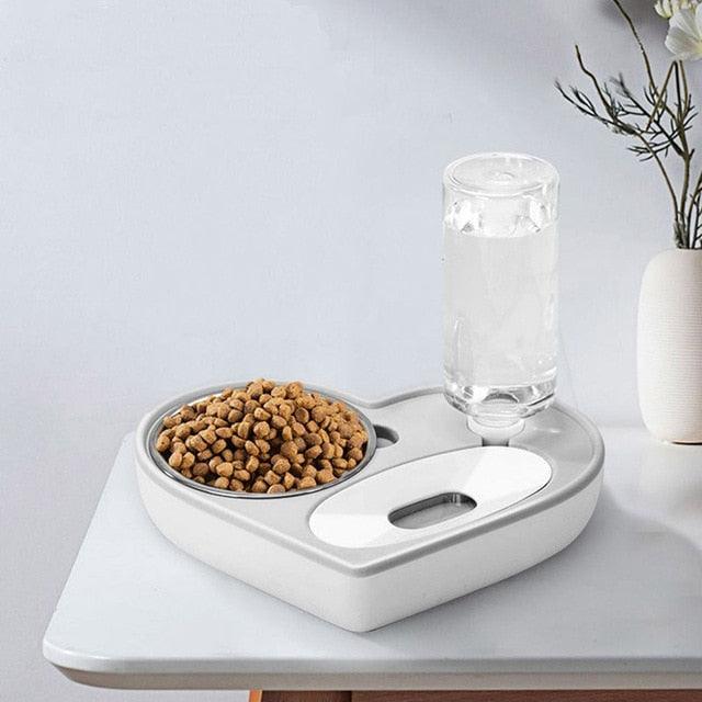 2 In 1 Pet Dog Cat Water Food Bowl Set - Automatic Water Dispenser Bottle Detachable Stainless Steel Food Bowl (6W1)(7W1)(F71)