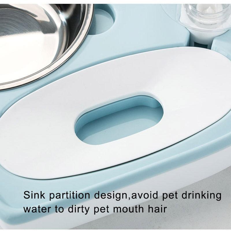 2 In 1 Pet Dog Cat Water Food Bowl Set - Automatic Water Dispenser Bottle Detachable Stainless Steel Food Bowl (6W1)(7W1)(F71)
