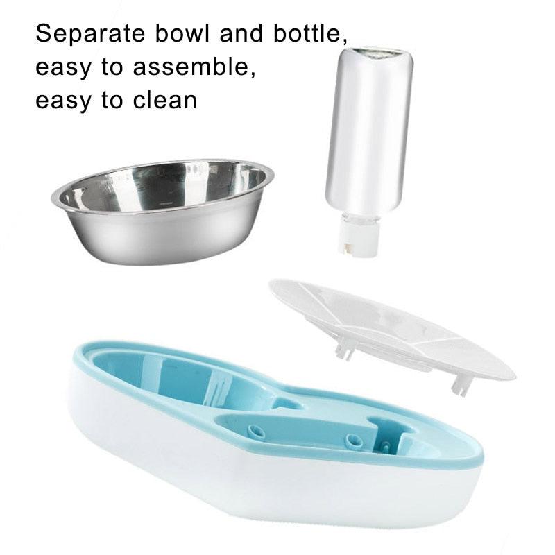 2 In 1 Pet Dog Cat Water Food Bowl Set - Automatic Water Dispenser Bottle Detachable Stainless Steel Food Bowl (6W1)(7W1)(F71)