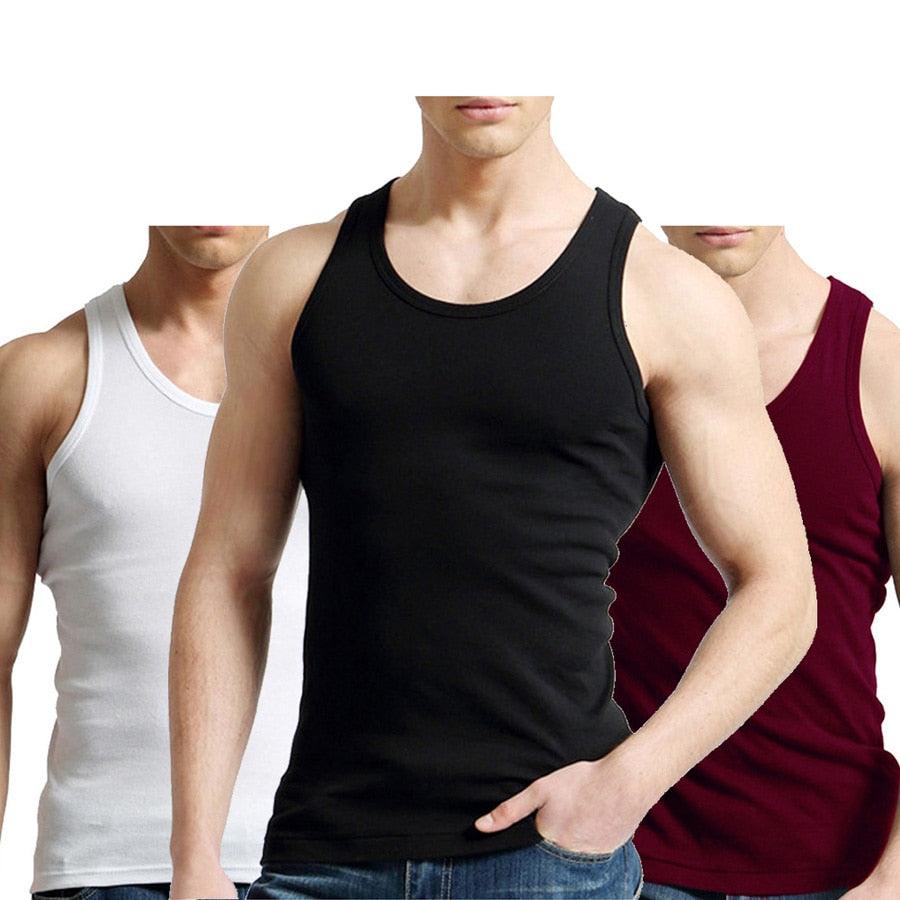 Cool 2 PCS/Lot Tank Tops - Men's 100% Cotton Solid Vest - Breathable Sleeveless Tops (TM7)