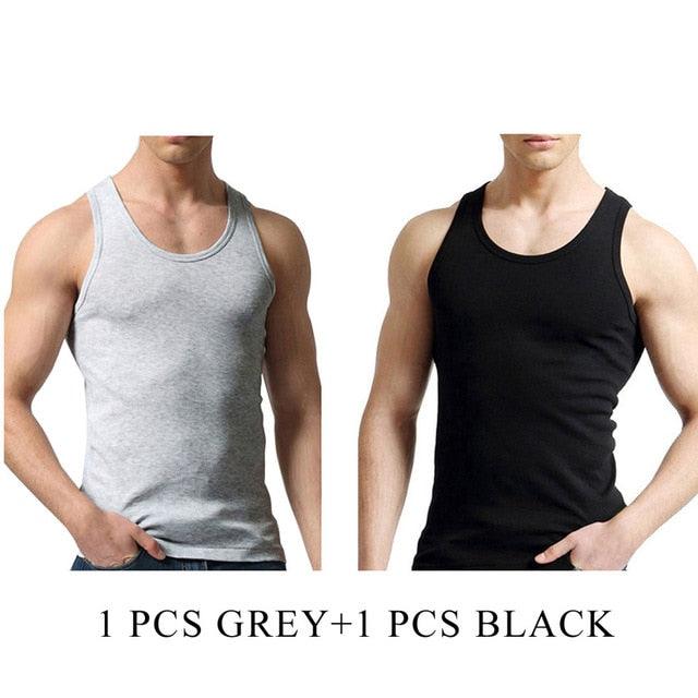 Cool 2 PCS/Lot Tank Tops - Men's 100% Cotton Solid Vest - Breathable Sleeveless Tops (TM7)