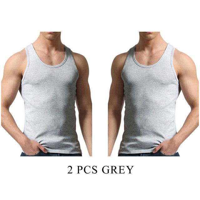 Cool 2 PCS/Lot Tank Tops - Men's 100% Cotton Solid Vest - Breathable Sleeveless Tops (TM7)