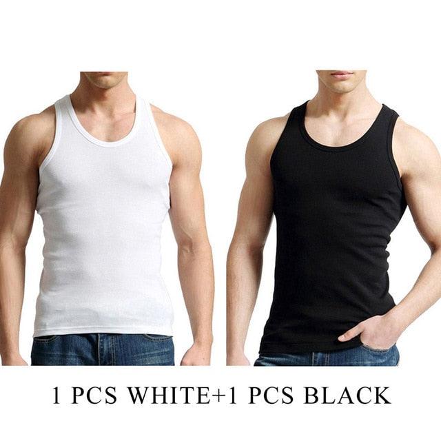 Cool 2 PCS/Lot Tank Tops - Men's 100% Cotton Solid Vest - Breathable Sleeveless Tops (TM7)