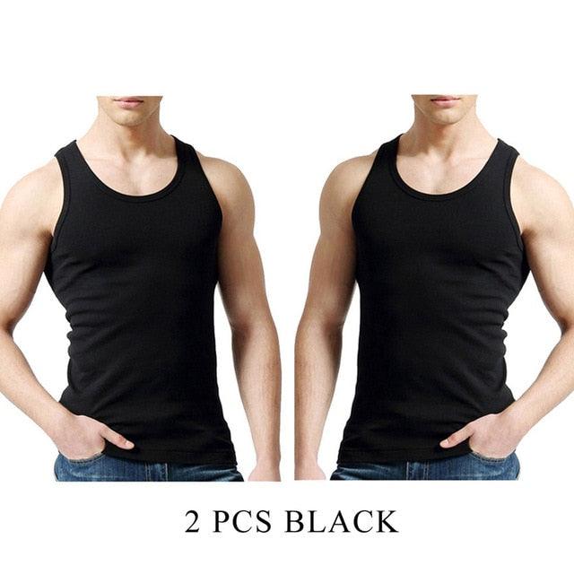 Cool 2 PCS/Lot Tank Tops - Men's 100% Cotton Solid Vest - Breathable Sleeveless Tops (TM7)