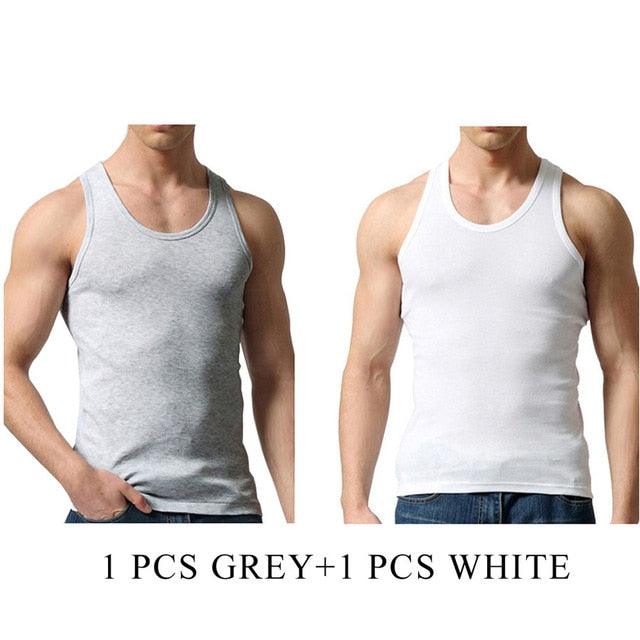 Cool 2 PCS/Lot Tank Tops - Men's 100% Cotton Solid Vest - Breathable Sleeveless Tops (TM7)