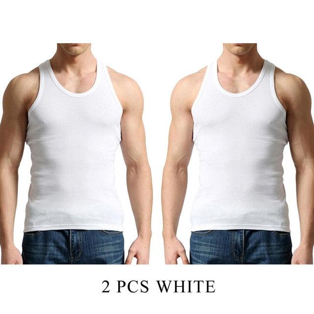 Cool 2 PCS/Lot Tank Tops - Men's 100% Cotton Solid Vest - Breathable Sleeveless Tops (TM7)