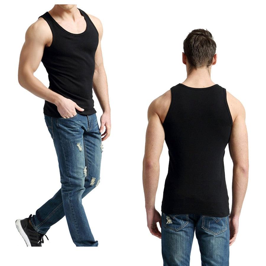 Cool 2 PCS/Lot Tank Tops - Men's 100% Cotton Solid Vest - Breathable Sleeveless Tops (TM7)