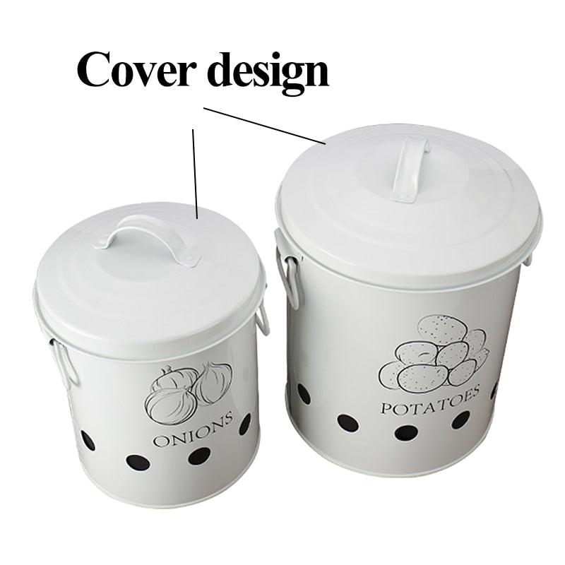 2 Pcs Kitchen Storage Box Container - Potatoes Onions Bin Organization Buckets Metal Breathable (AK8)(1U61)
