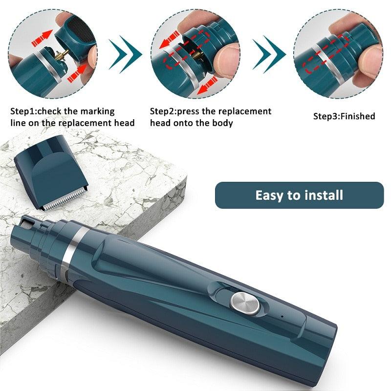 2 in 1 Electric Pet Nail Clipper - Hair Trimmer USB Rechargeable Dog Cat Pet Paws Claw Grooming Nail Scissors Grinder Cutter (1U72)(1W2)(2W2)