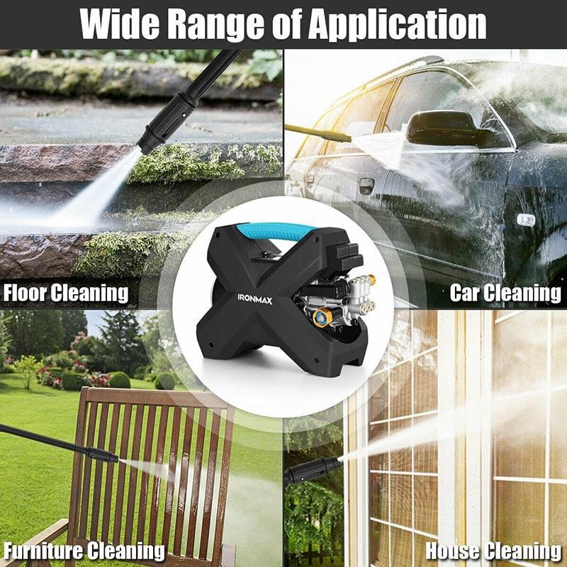 2000PSI X-Shaped Electric High Pressure Washer Machine - 1500w Cleaning Power Multiple Purpose (CT1)(1U60)