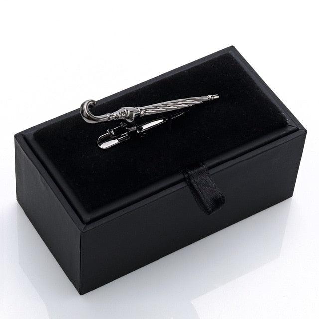 Bronze & Black Gun & Silver Color Umbrella Tie Bar - Men's Suit Tie Clips & Cufflinks (MA4)(F17)